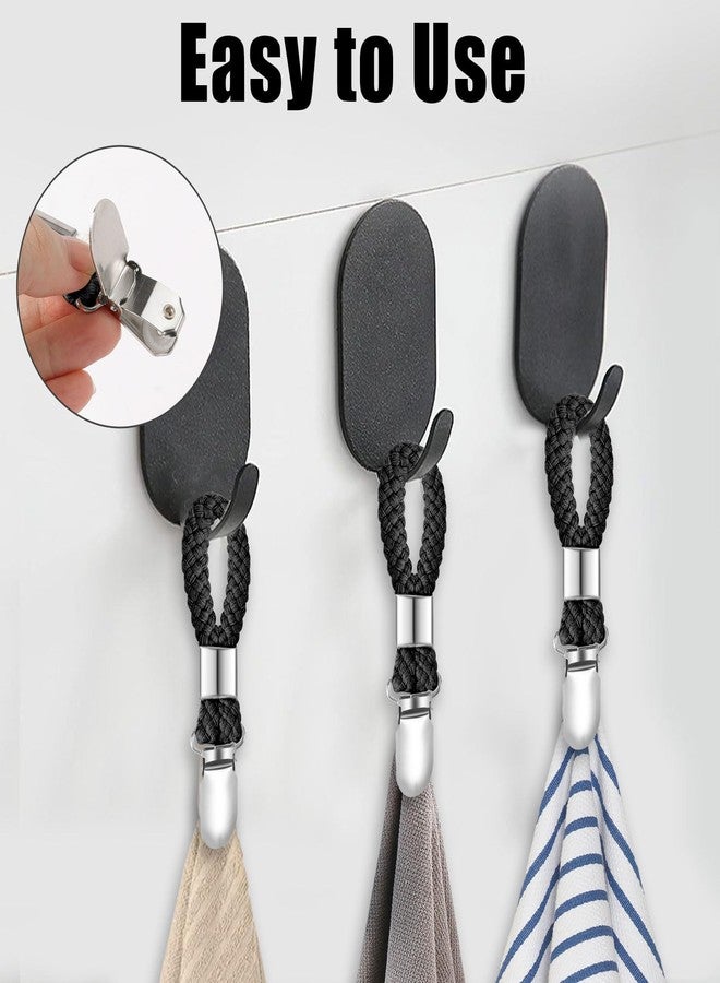 SXoonKing 6Pcs Kitchen Towel Clips, Metal Clips for Hanging with Braided Cotton Loop, Kitchen Hand Towel Holder Hook for Home Bathroom Cupboards Cloth Hanger Holder - Image 4